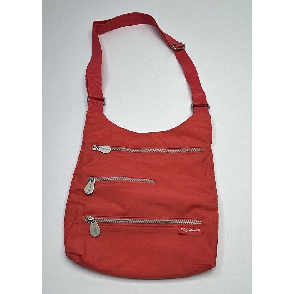 Baggallini Crossbody Shoulder Bag Purse w/Pockets Adjustable Strap Coral Pink
